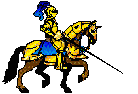 knight on horse blue